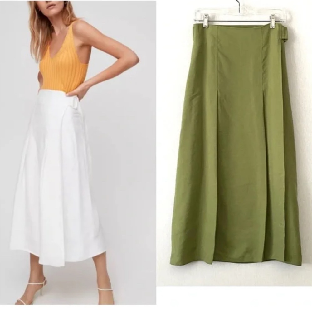 Wilfred Olive and White A-Line Skirt